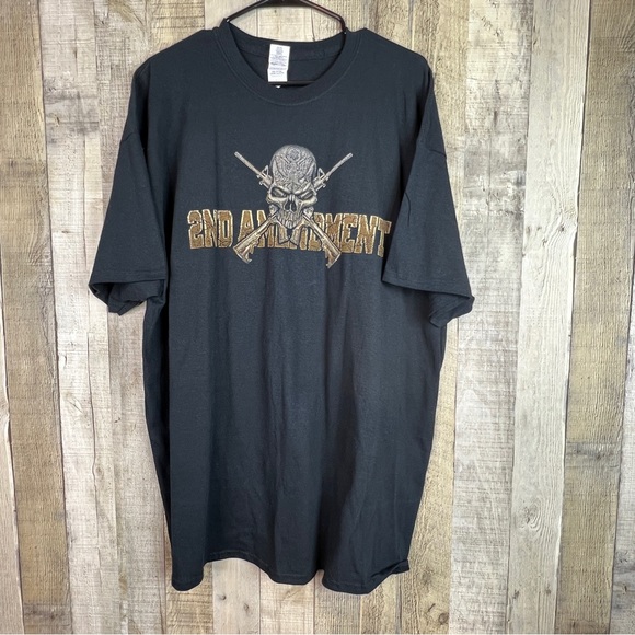 Gildan Heavy Cotton Short Sleeve Crewneck T-Shirt 2nd Amendment Right Sk… - Picture 1 of 8